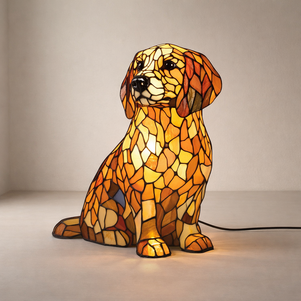 Charming LED Table Lamp with Golden Retriever Design