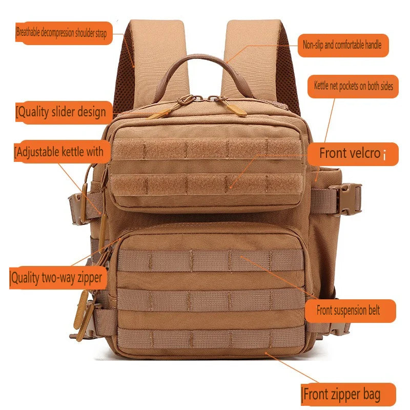 9L Compact MOLLE Backpack – Durable Mini Rucksack for Hiking and EDC