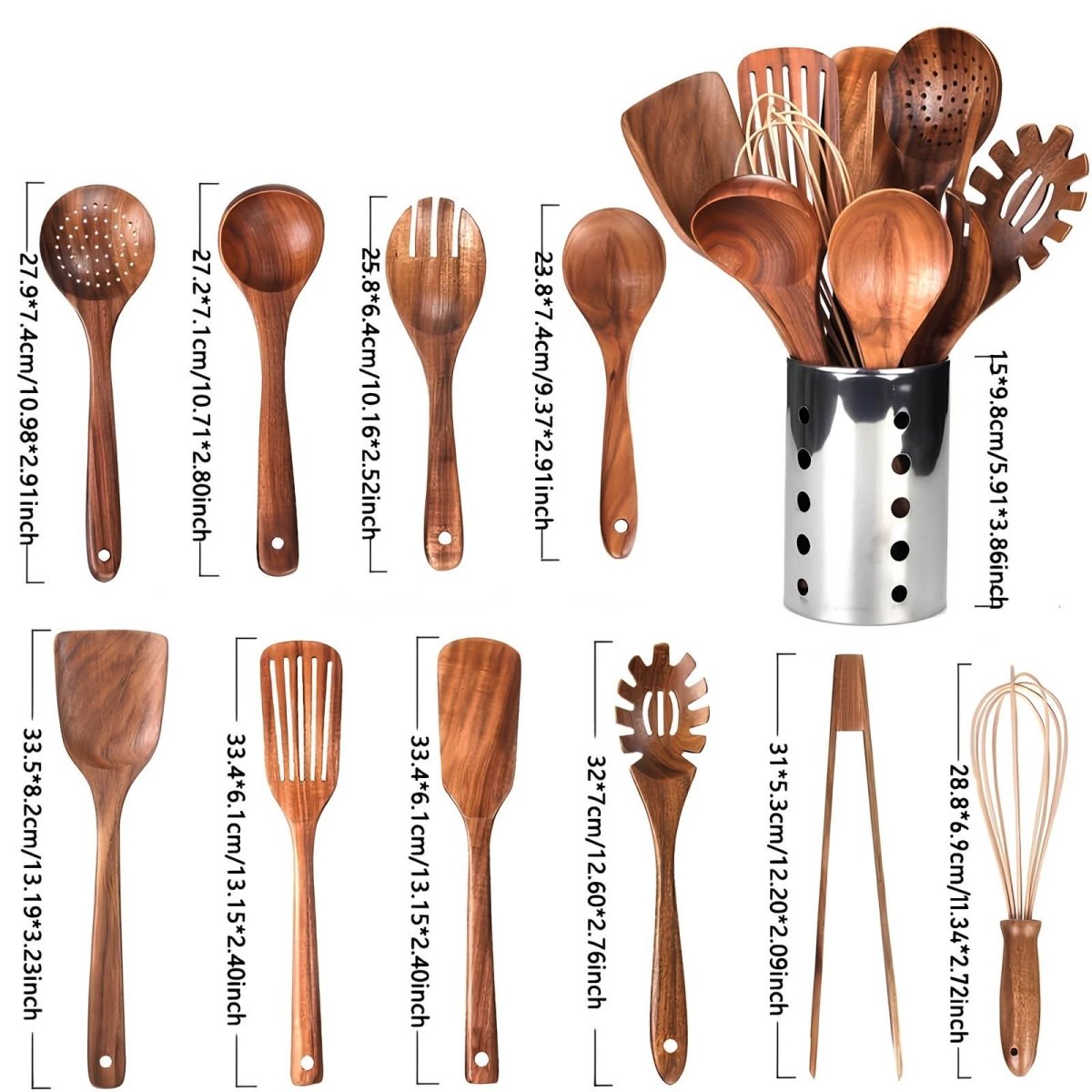 EcoCraft Teak Kitchen Utensil Collection, 11-Piece Set