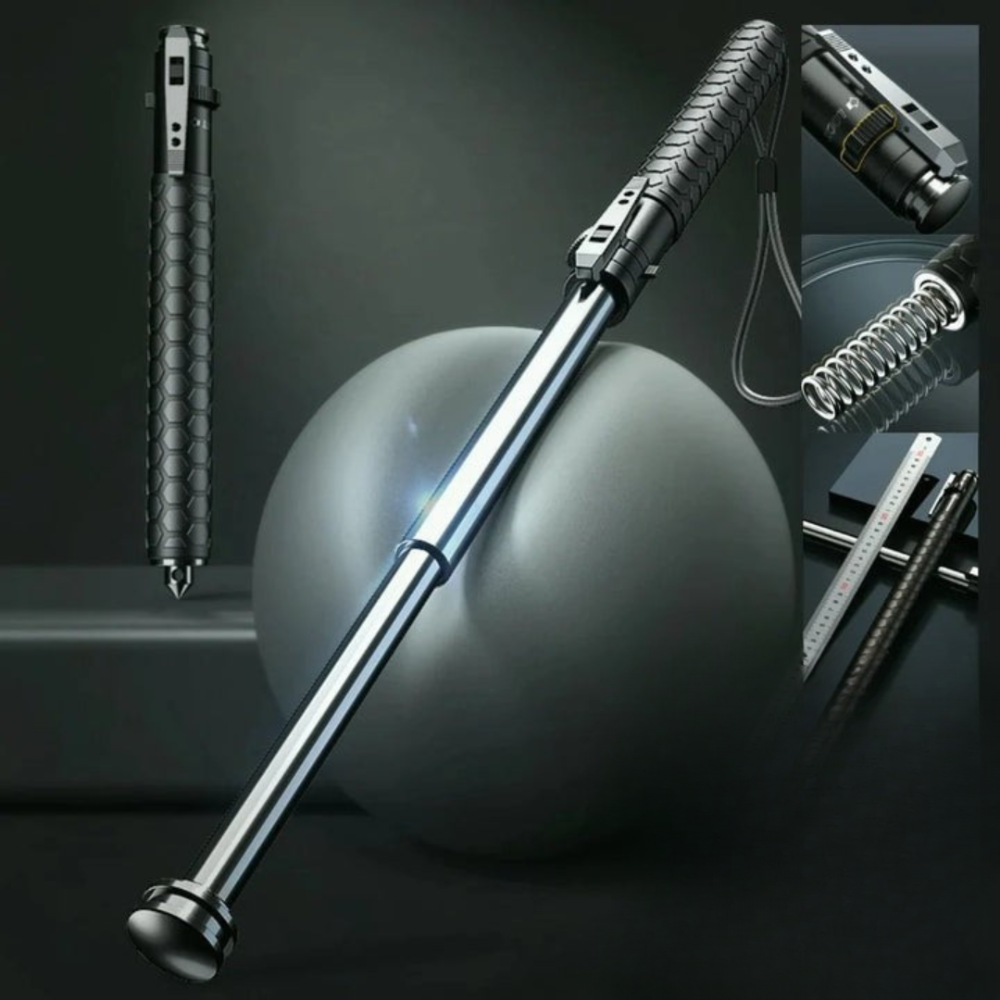 Adjustable Self-Defense Cane with Quick-Deploy Feature and Ergonomic Grip