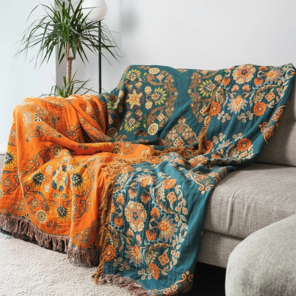 Dual-Sided Cotton Blanket for Stylish Comfort