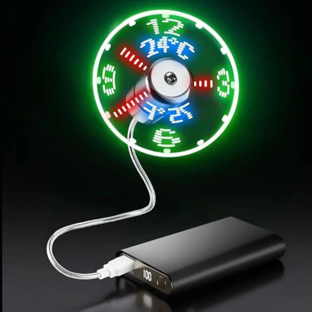 Adjustable Airflow Clock Fan with LED Display – USB-Powered Cooling