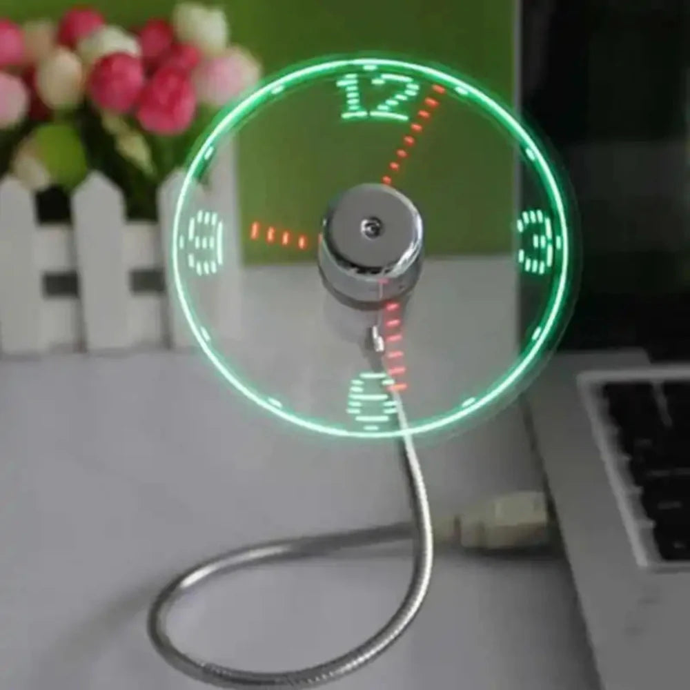 Adjustable Airflow Clock Fan with LED Display – USB-Powered Cooling