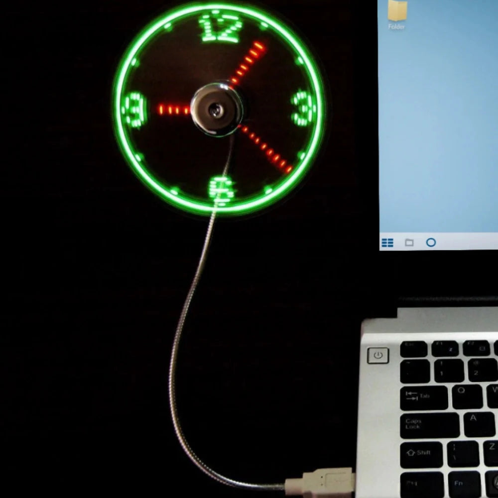 Adjustable Airflow Clock Fan with LED Display – USB-Powered Cooling