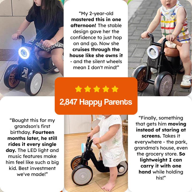 Ride-On Motorcycle for Children | Anti-Tip Design | Lights & Sounds | Quiet EVA Wheels | Suitable for Ages 1–6 | Maximum Weight 30kg
