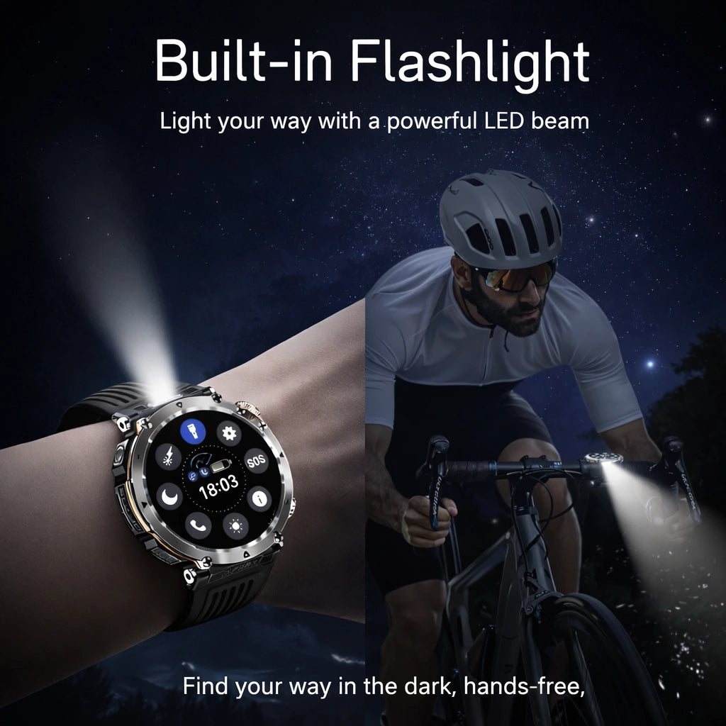 Rugged Smartwatch with GPS and Health Monitoring for Outdoor Use
