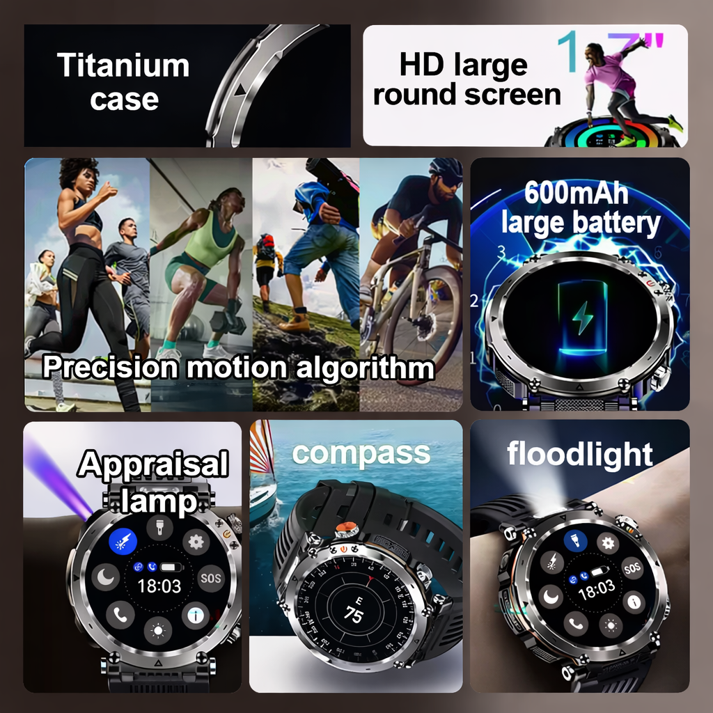Rugged Smartwatch with GPS and Health Monitoring for Outdoor Use