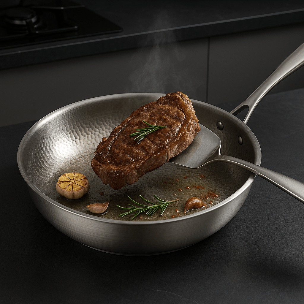 Stainless Steel Frying Pan - Even Heat Distribution for All Stovetops