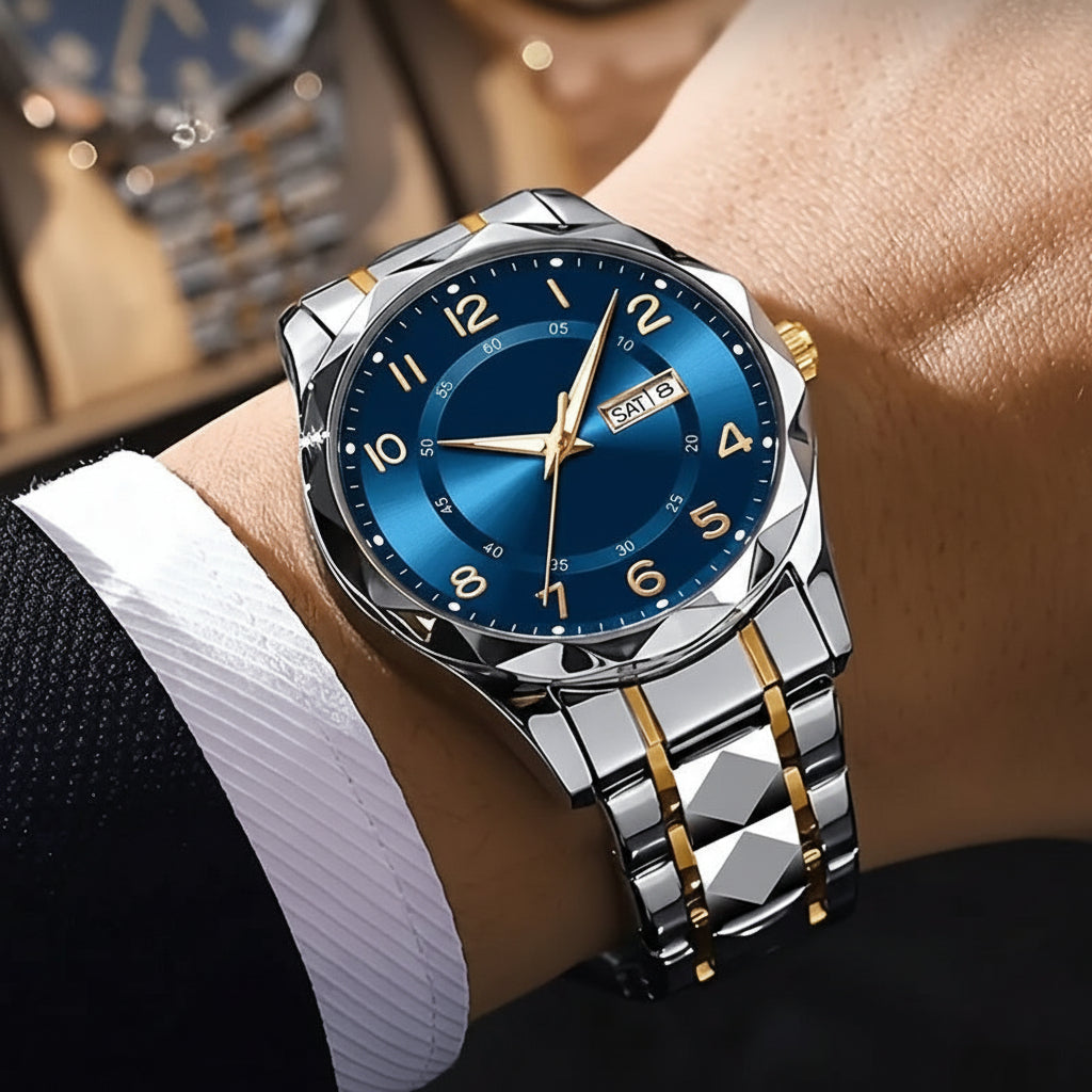 Multifunctional Chronograph Sports Watch with Dual Display and Durable Build