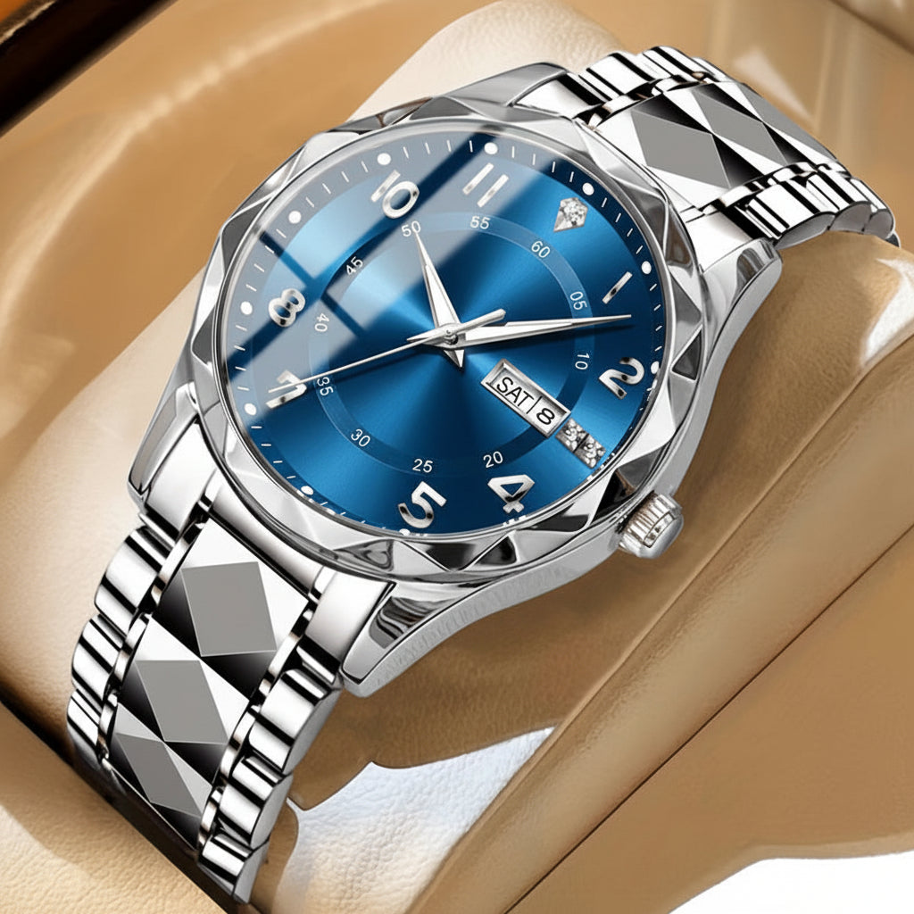 Multifunctional Chronograph Sports Watch with Dual Display and Durable Build