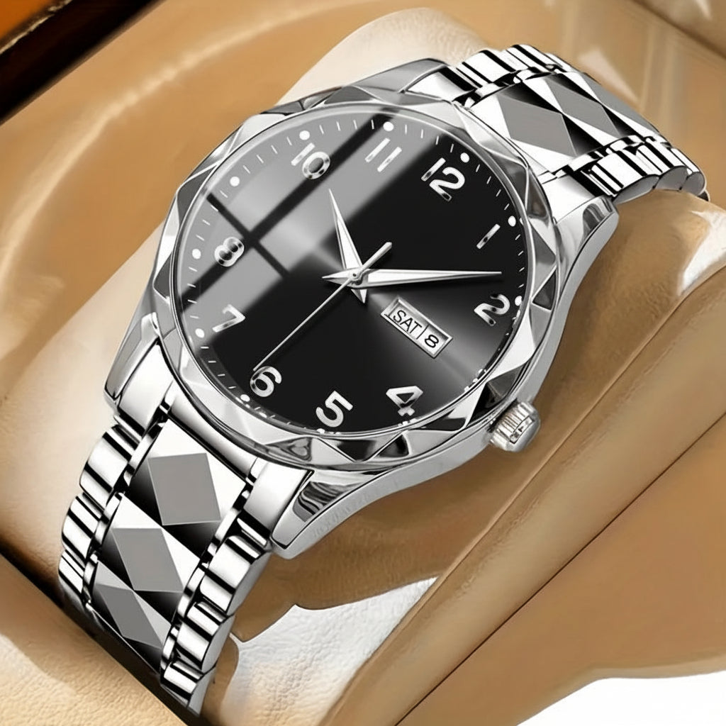 Multifunctional Chronograph Sports Watch with Dual Display and Durable Build