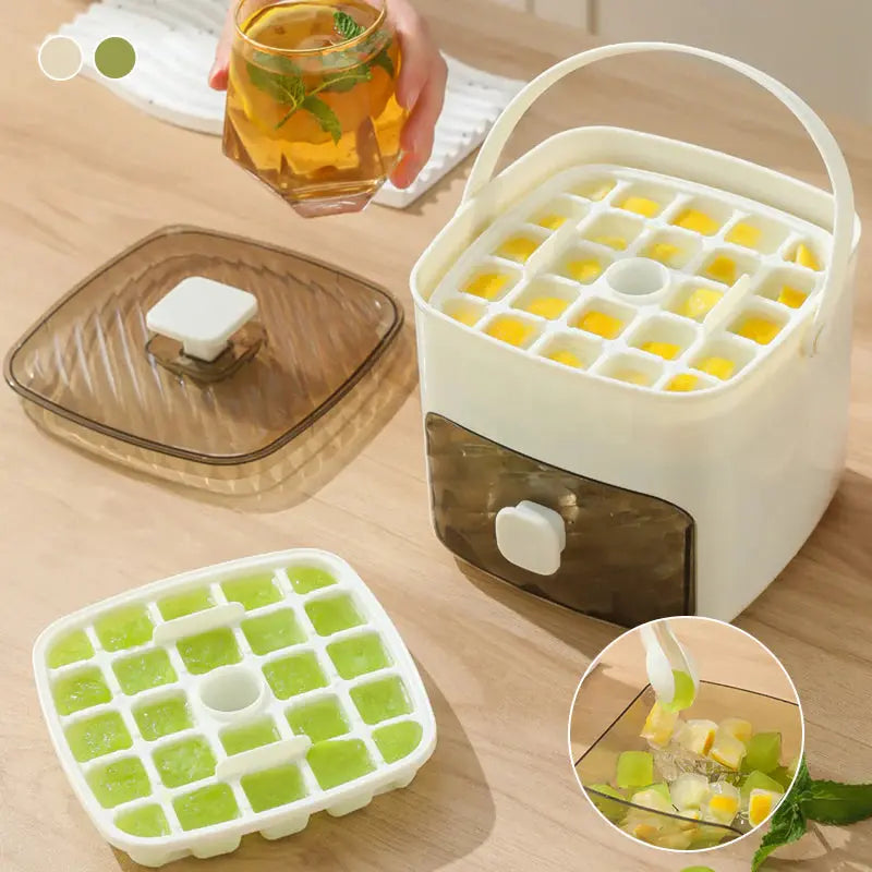 48-Cube Ice Tray with Press Mechanism – Spill-Free and Easy to Use