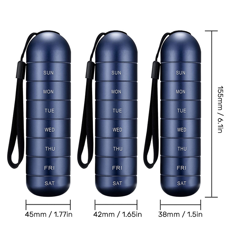 7-Day Waterproof Pill Organizer – Portable Aluminum Storage Case