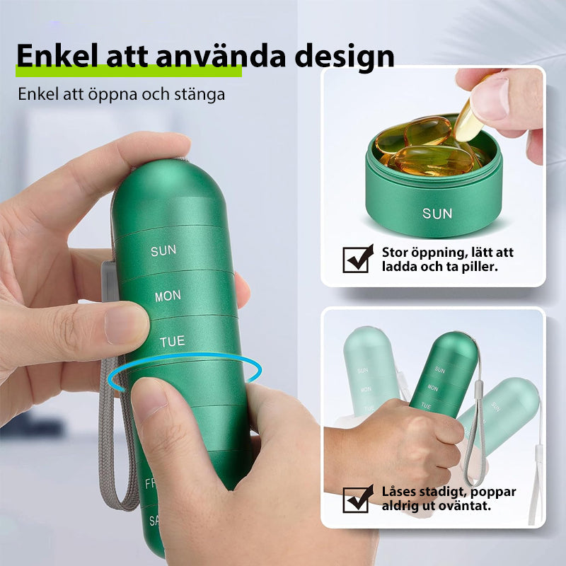 7-Day Waterproof Pill Organizer – Portable Aluminum Storage Case
