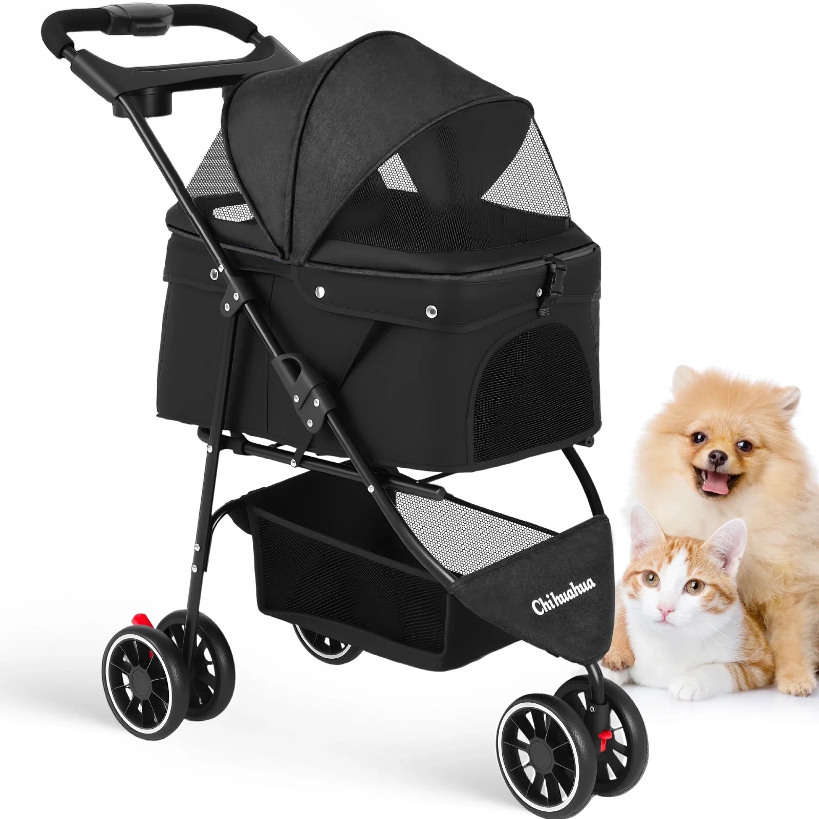 Lightweight Foldable Pet Stroller for Small Dogs and Cats – Water-Resistant Fabric