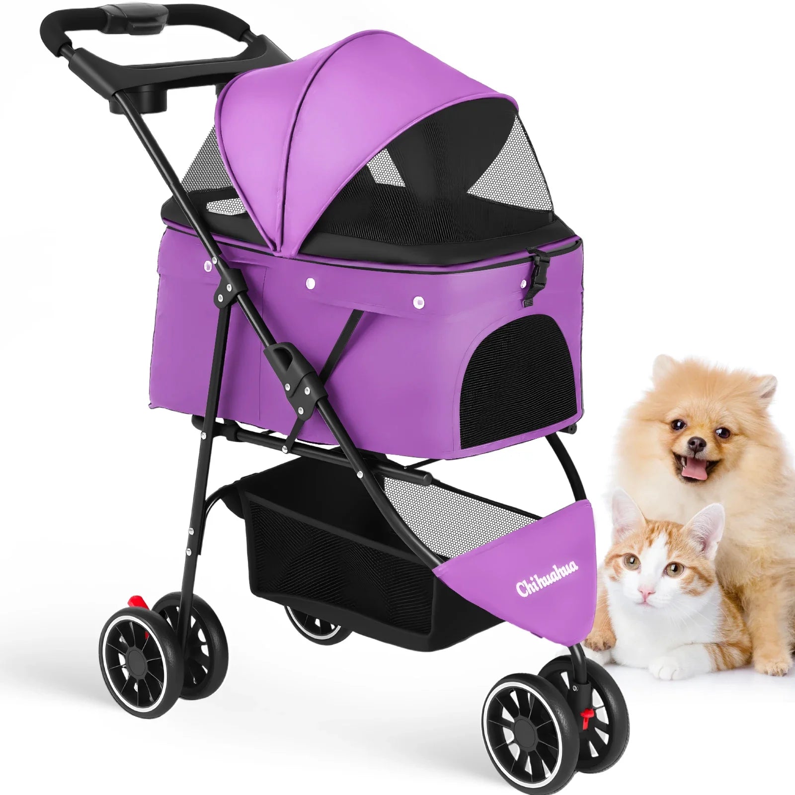 Lightweight Foldable Pet Stroller for Small Dogs and Cats – Water-Resistant Fabric