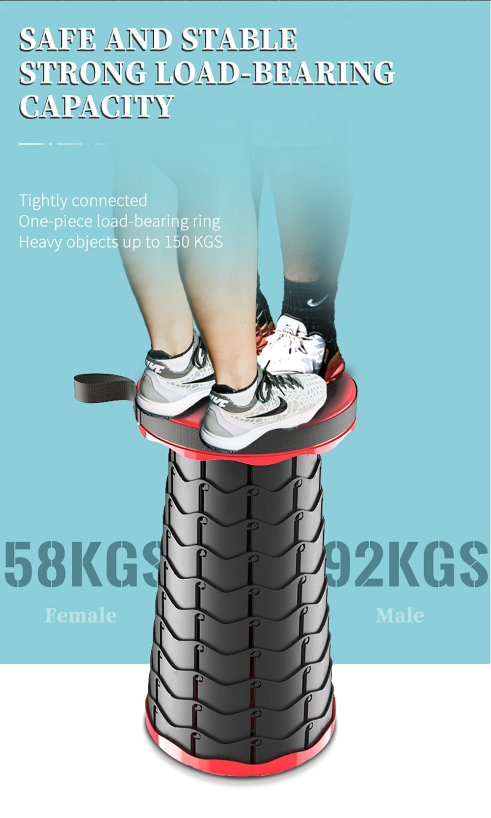 Lightweight Foldable Hiking Stool with Adjustable Height for Travel Comfort