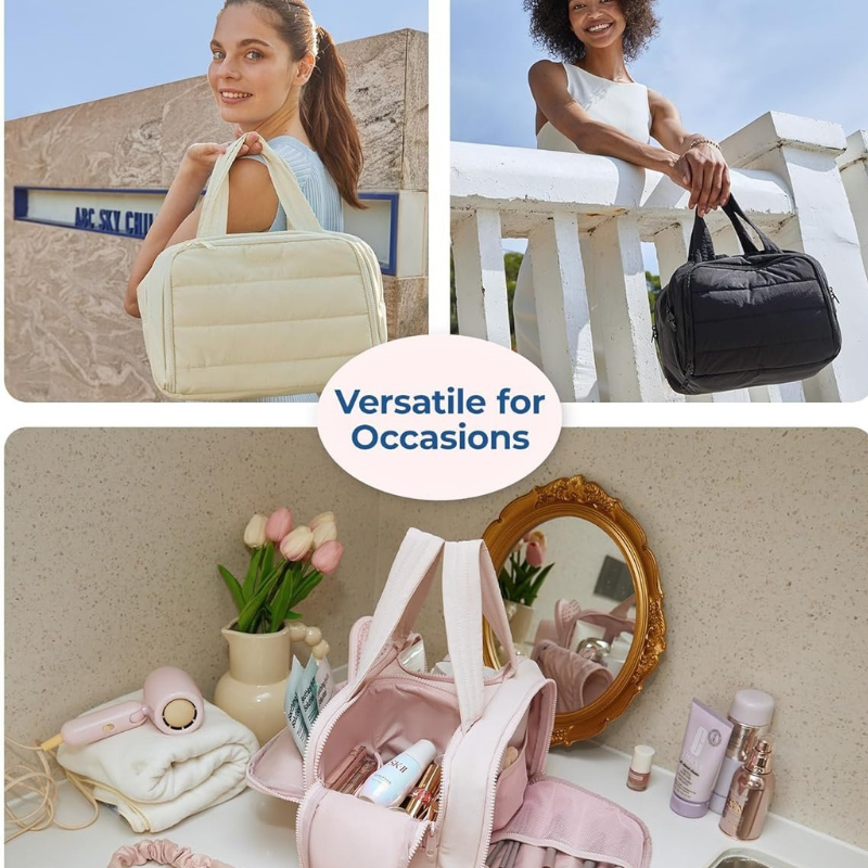 Compact Hanging Toiletry Organizer for Women with Waterproof Lining