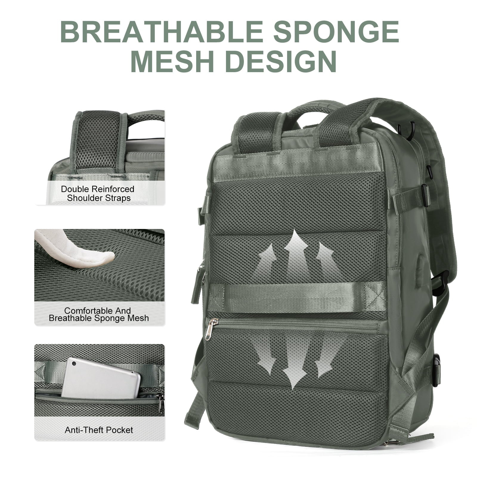Waterproof Women's Travel Backpack with USB Port and Anti-Theft Security