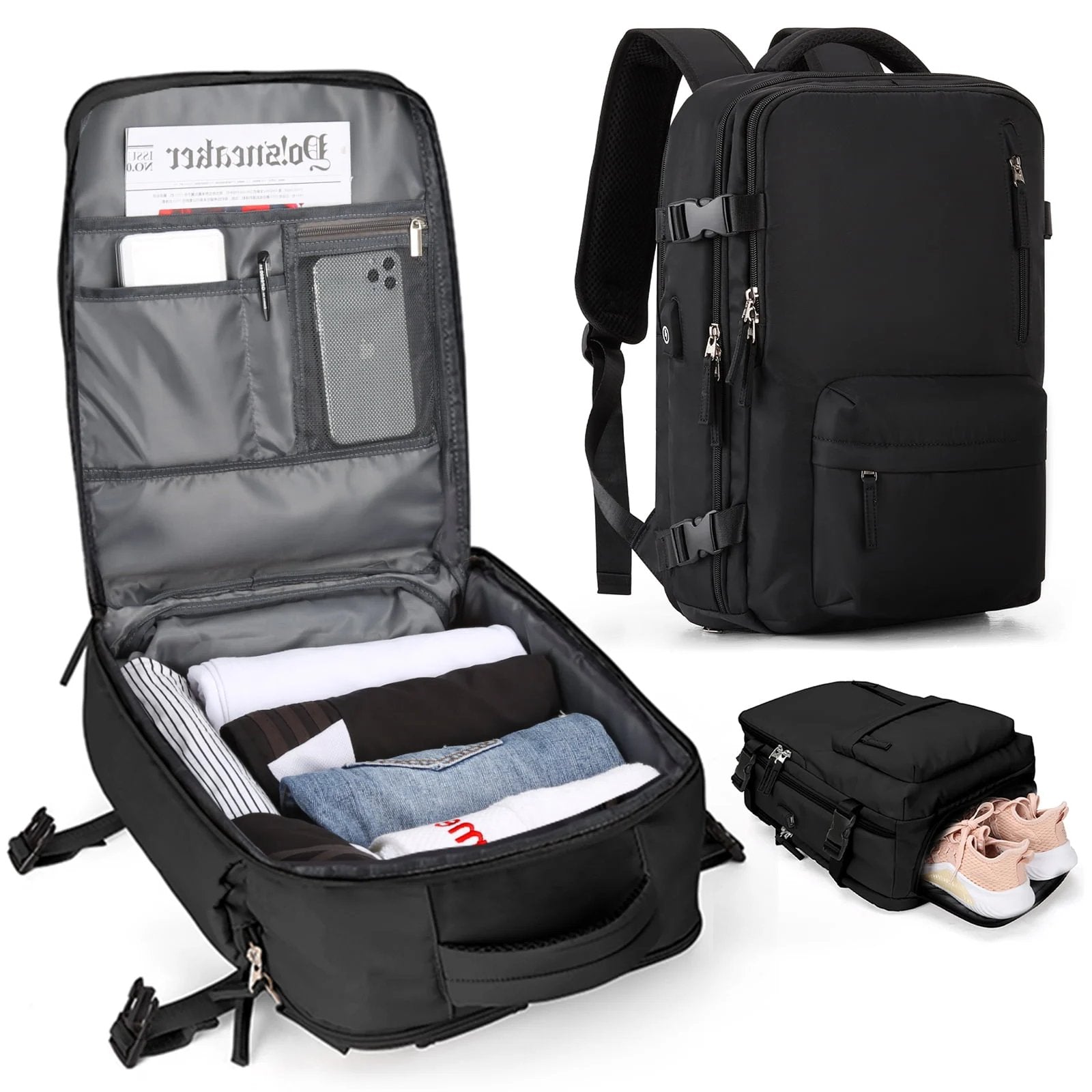 Waterproof Women's Travel Backpack with USB Port and Anti-Theft Security