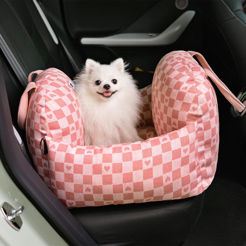 Adjustable Dog Car Seat Bed with Safety Straps for Comfortable Travel