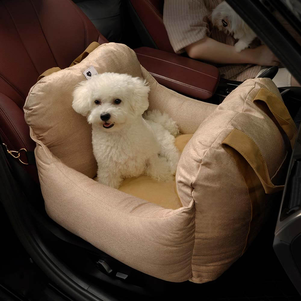 Adjustable Dog Car Seat Bed with Safety Straps for Comfortable Travel