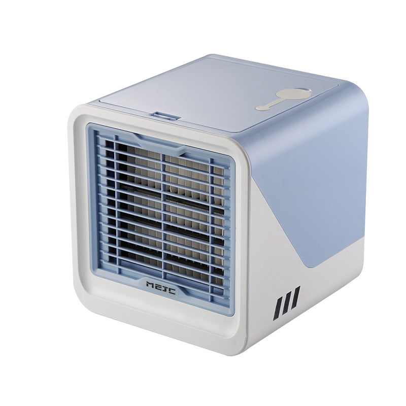 USB-Powered Mini Air Cooler Fan with 120° Airflow and 3 Speeds, Night Light