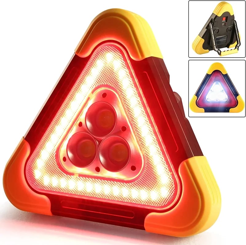 COB LED Work Light with Power Bank | Triangular Emergency Signal for Camping and Car Repairs
