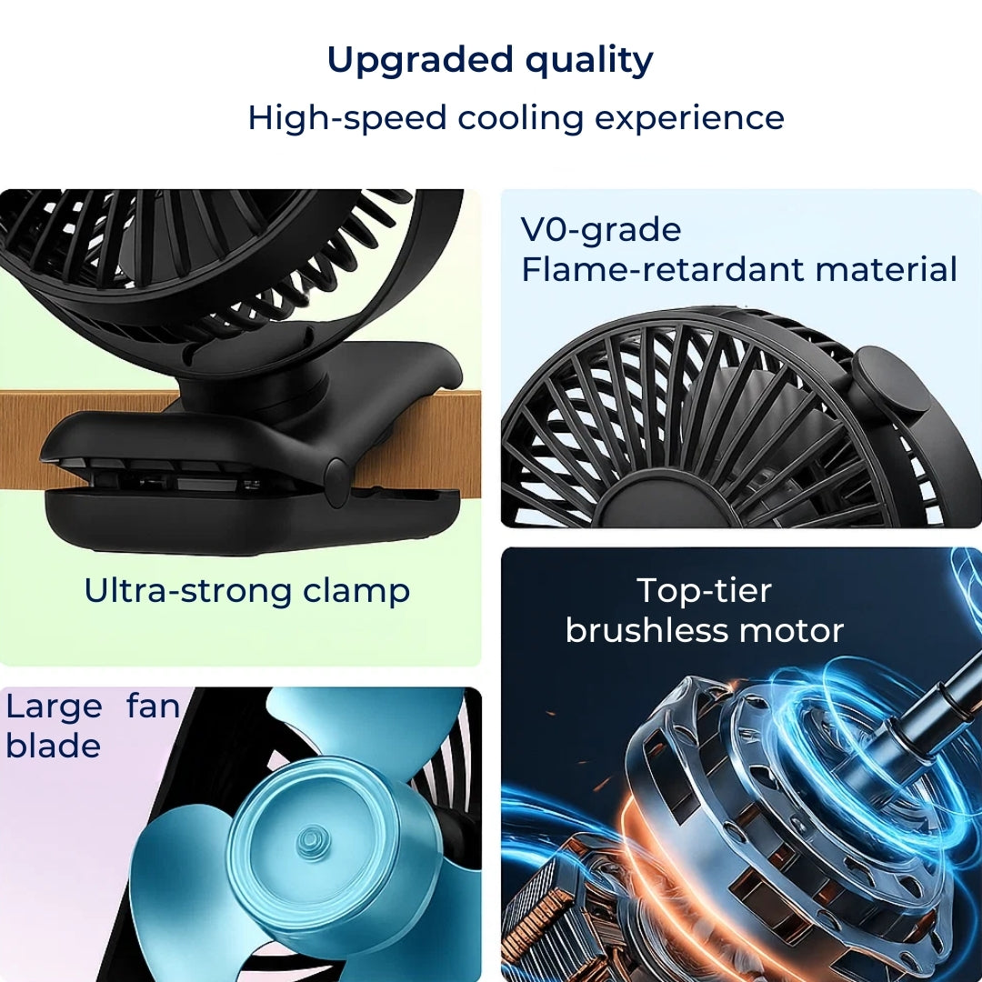 Compact USB Fan – Silent Air Circulator for Home & Office with Extended Battery