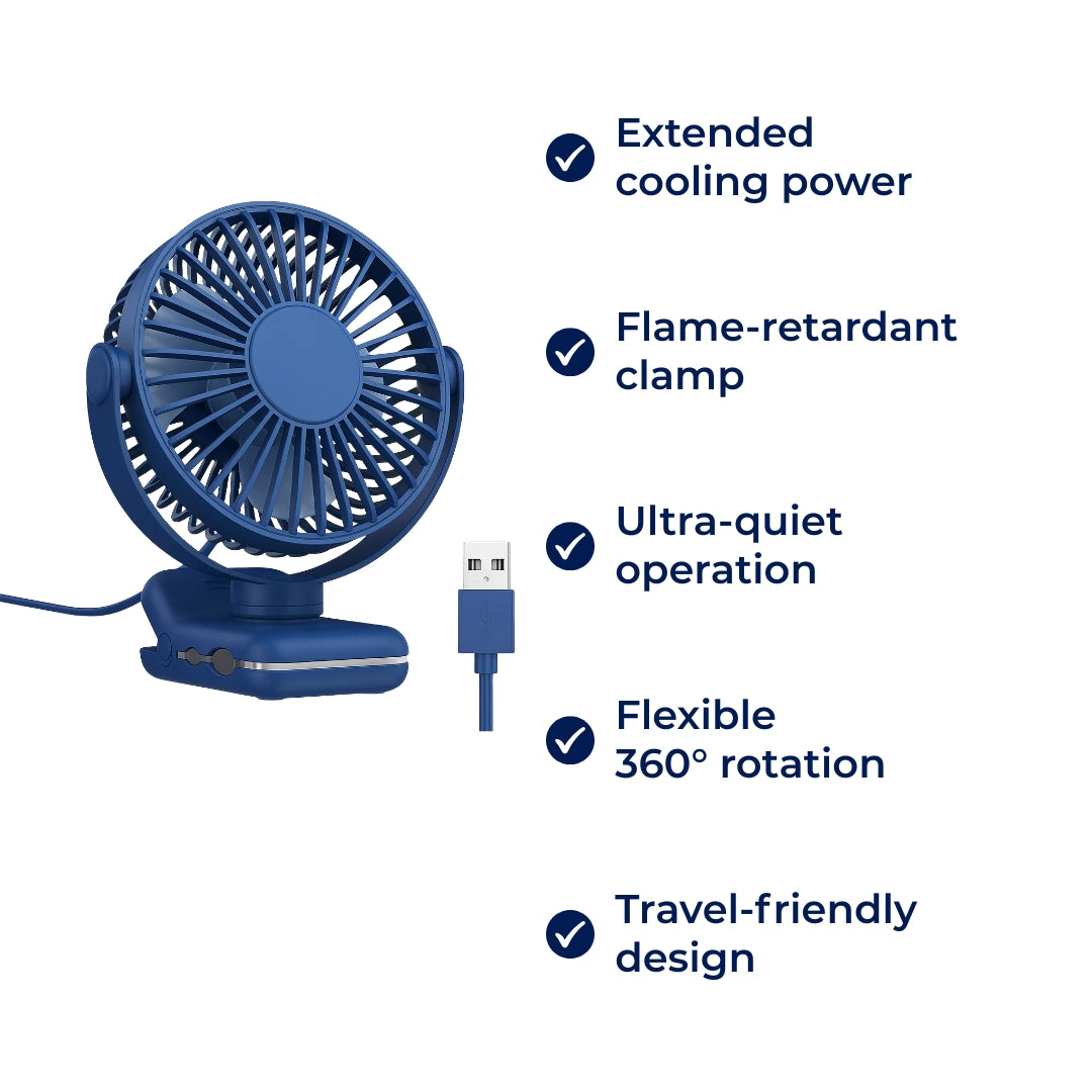 Compact USB Fan – Silent Air Circulator for Home & Office with Extended Battery