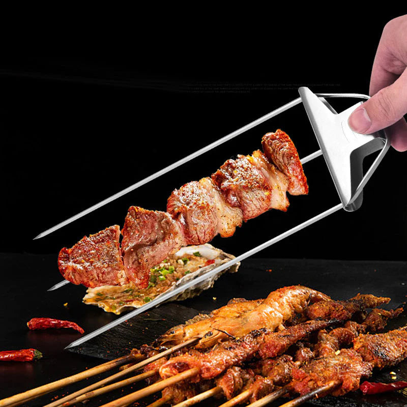 Stainless Steel Kebab Skewers with Triple Prong Design for BBQ Cooking