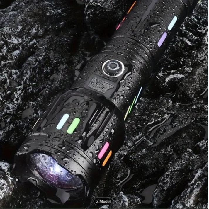 Rechargeable LED Flashlight with Zoom – 9000 Lumens, Sturdy for Outdoors