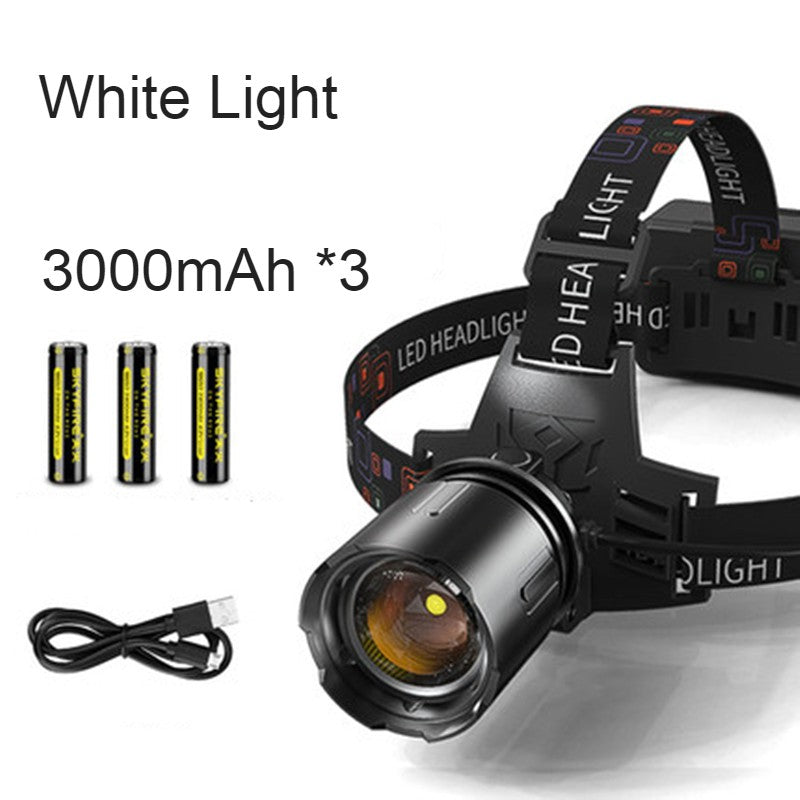 Rechargeable Waterproof Headlamp with Zoom Feature for Camping and Hiking