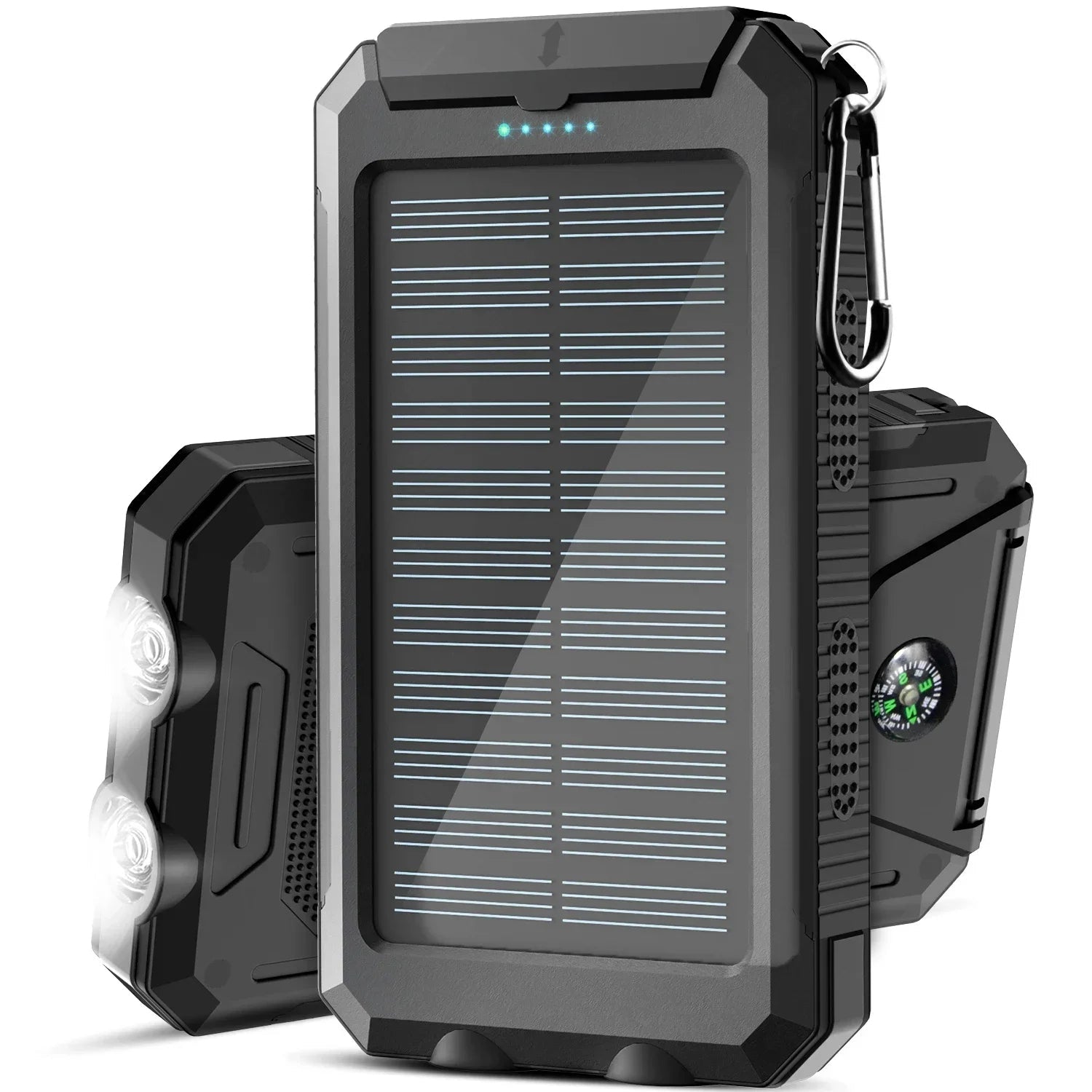 Portable Solar Charger with Dual USB - IP67 Waterproof, 15W Output