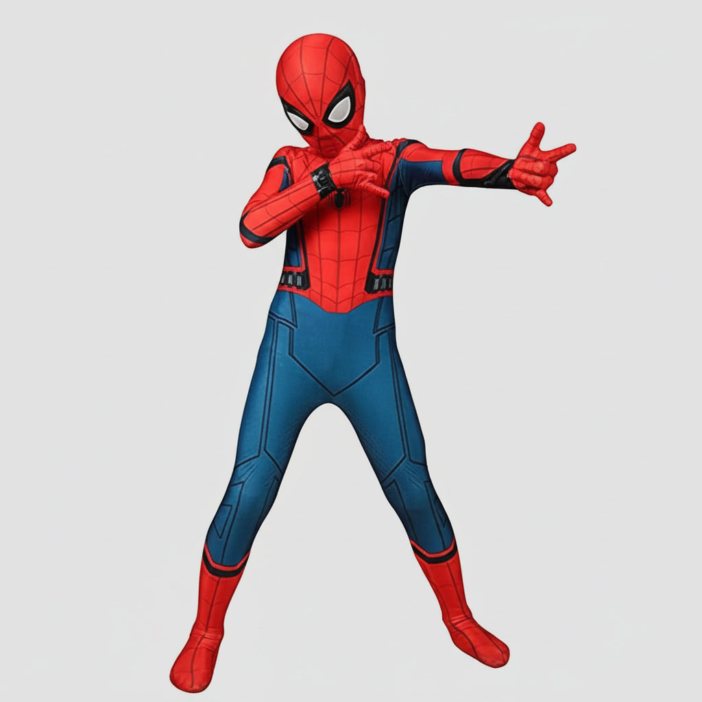 Dynamic Kids Superhero Outfit with Mask for Halloween Fun