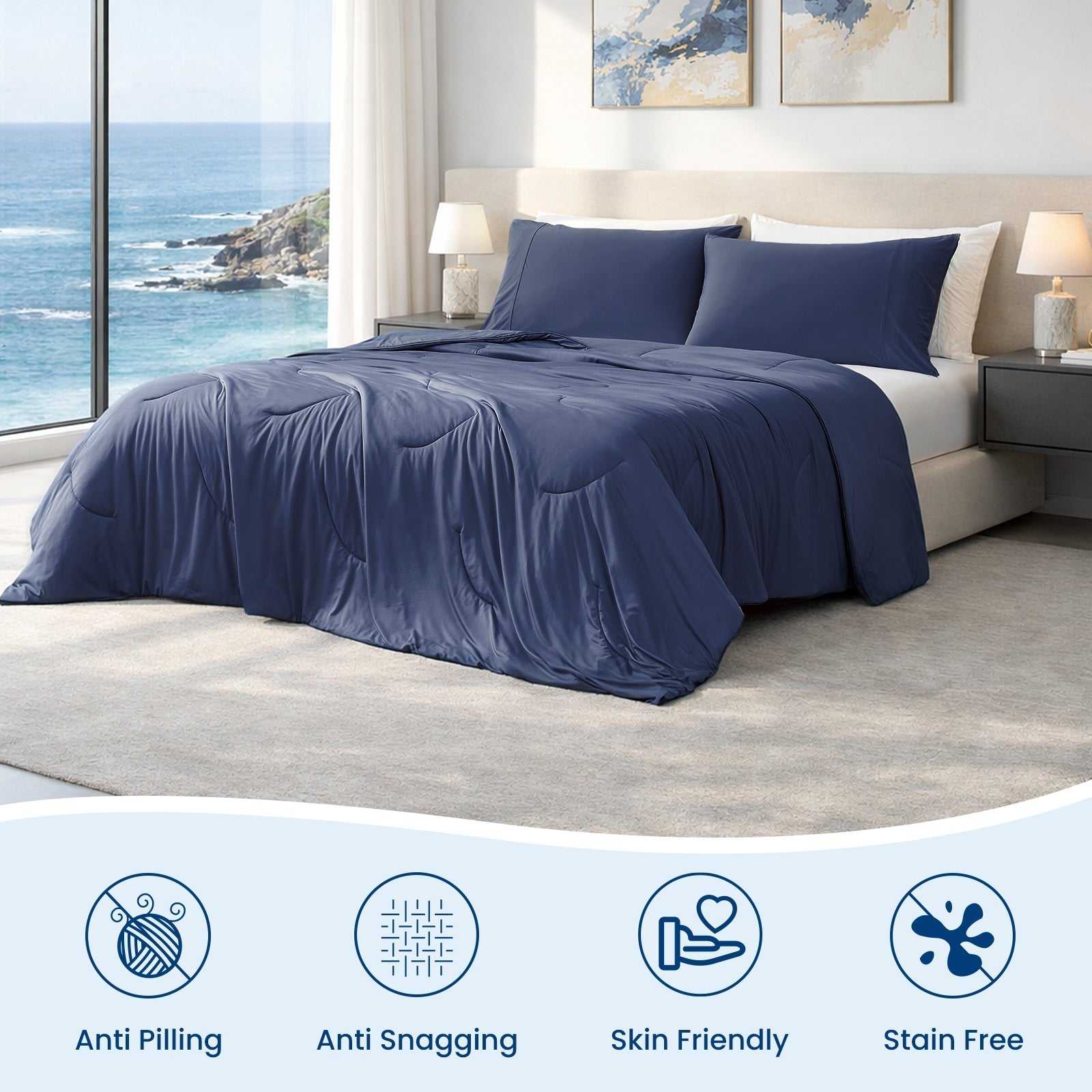 Lightweight Dual-Sided Comforter with Advanced Cooling Fabric for All Seasons
