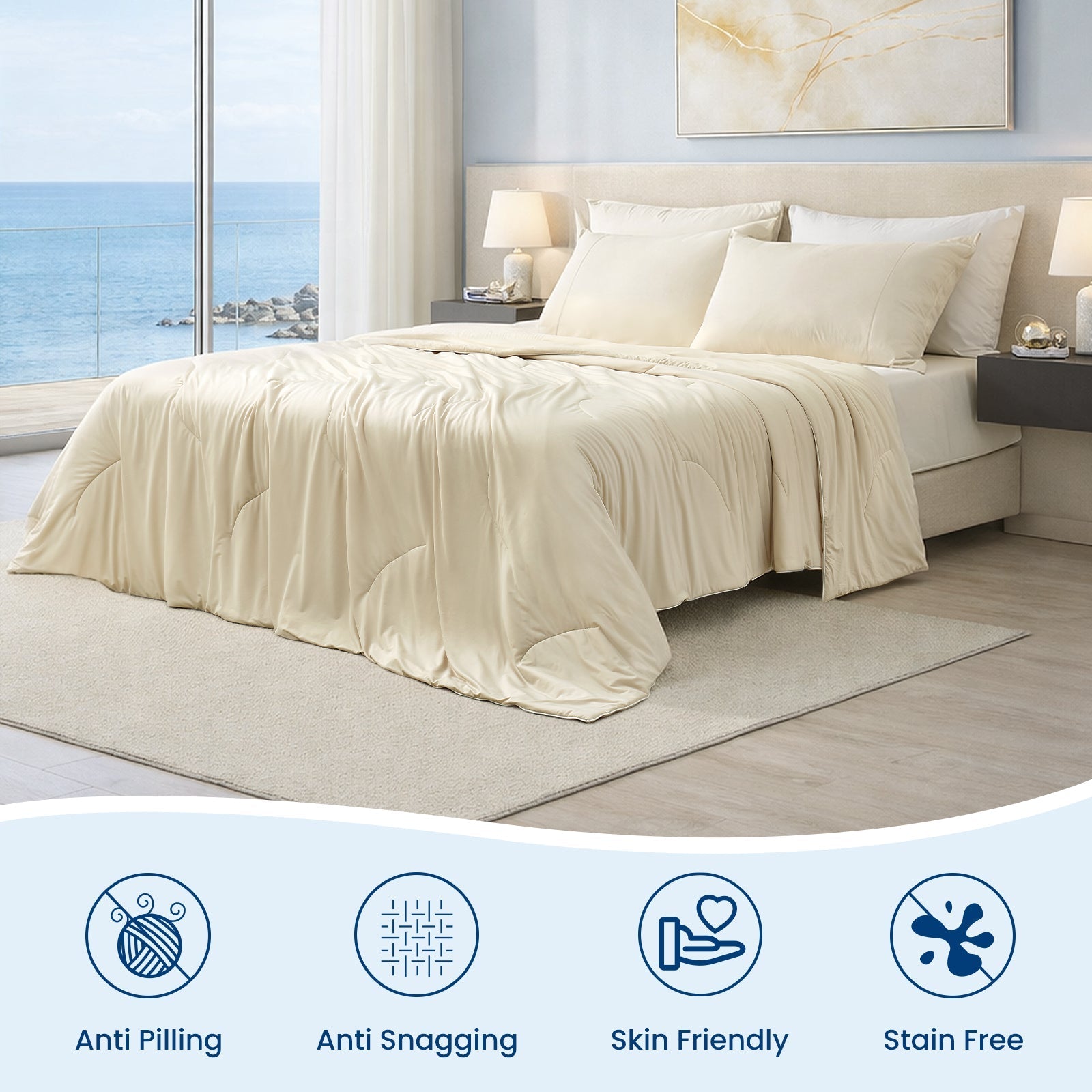 Lightweight Dual-Sided Comforter with Advanced Cooling Fabric for All Seasons
