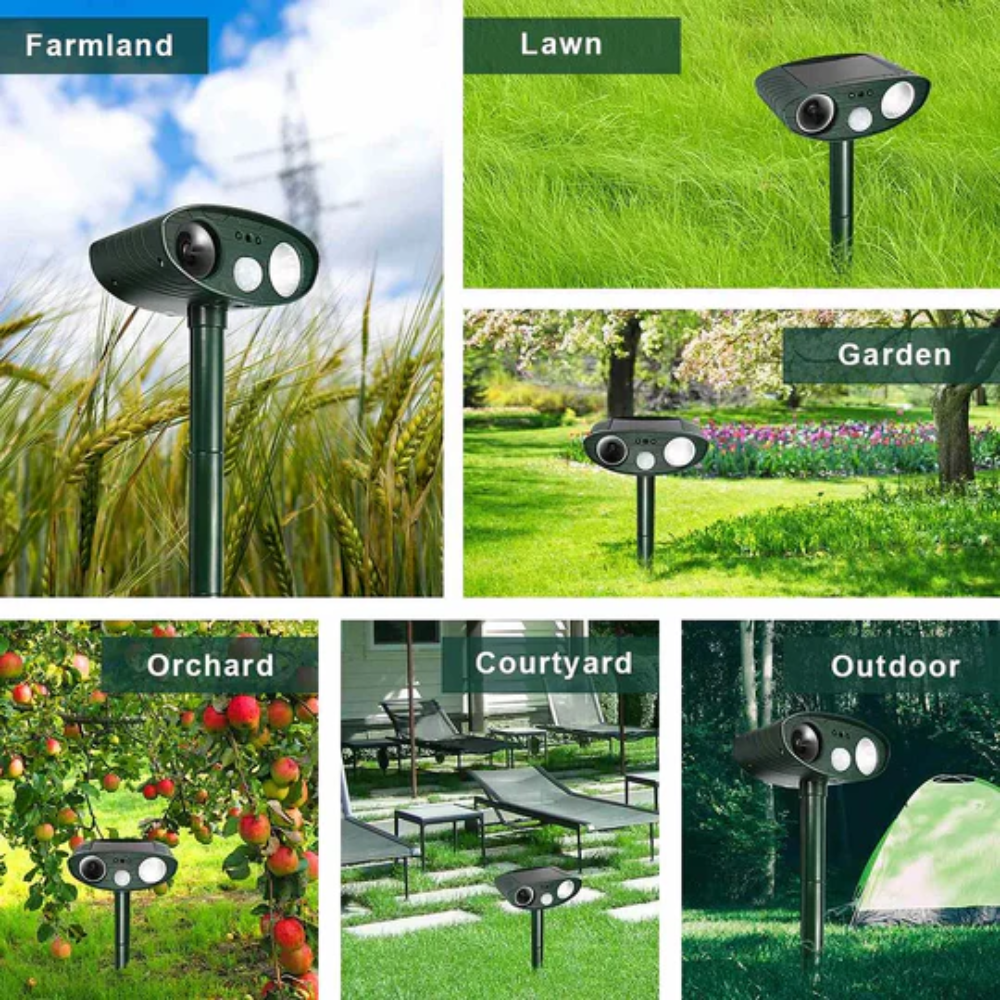 Set of 4 Ultrasonic Animal Repellers for Garden and Outdoor Areas