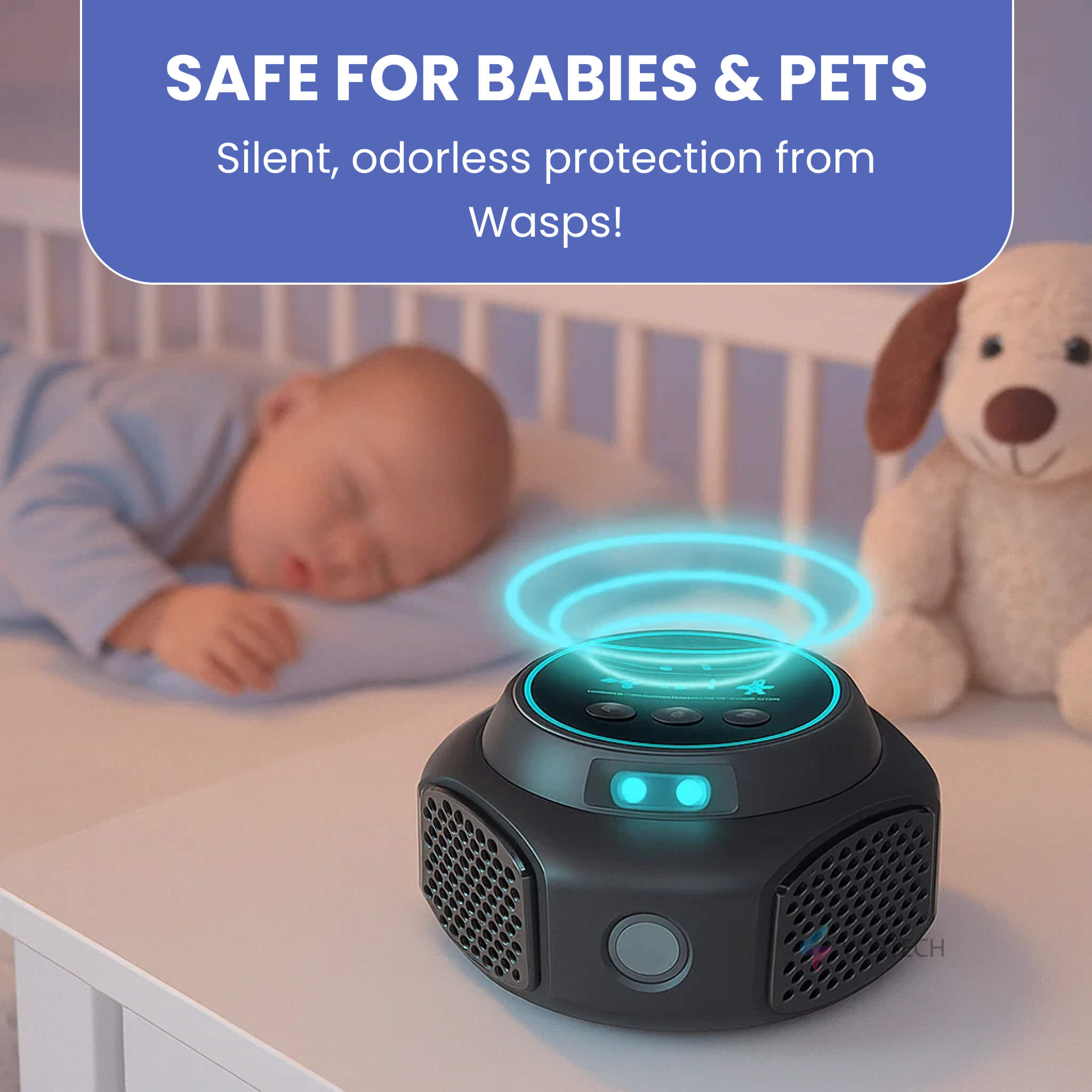 Outdoor Ultrasonic Pest Repellent for 3200 Sq Ft – Chemical-Free Wasp & Hornet Solution