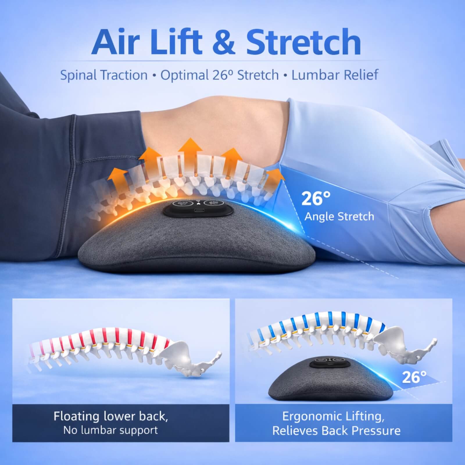Electric Back Massager with Heat Function, Vibration, and Lumbar Support