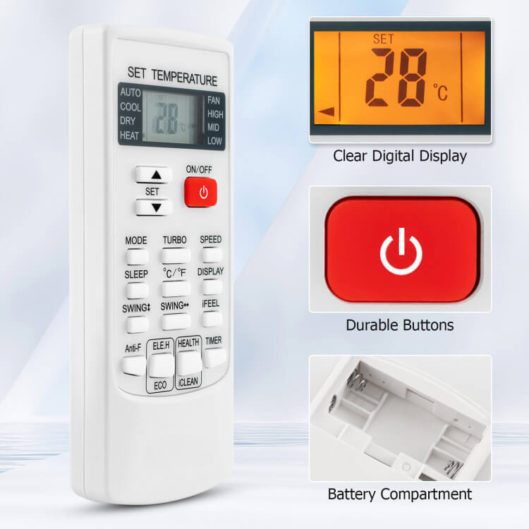 Air Conditioner Remote Control – 4 Climate Settings & Digital Screen