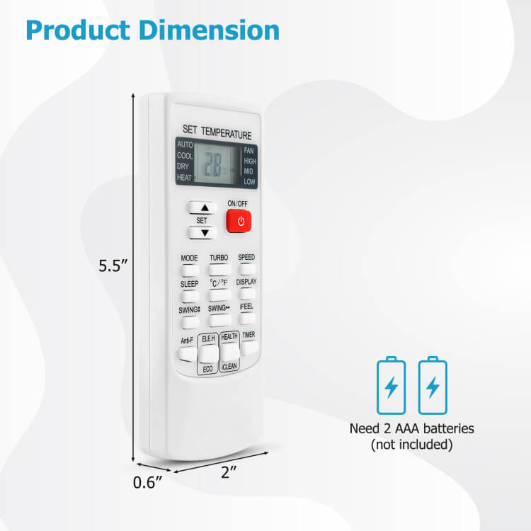Air Conditioner Remote Control – 4 Climate Settings & Digital Screen