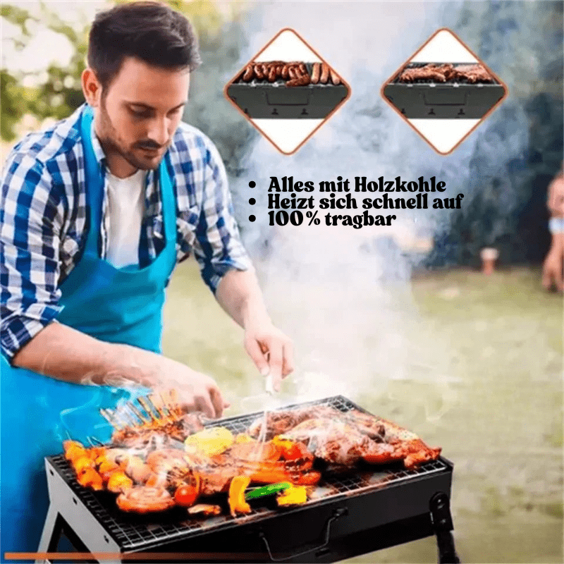Compact Stainless Steel Charcoal Grill for Outdoor Adventures