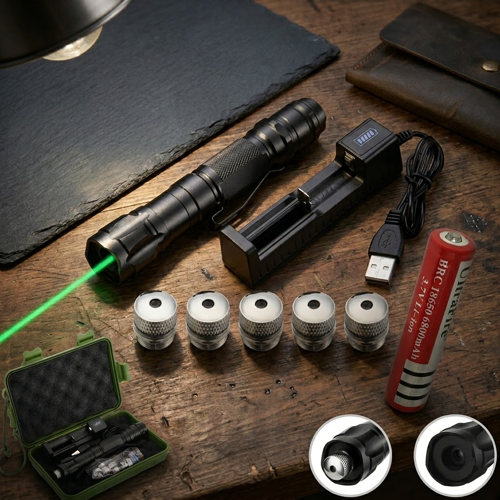 High-Performance Green Laser Pointer with USB Rechargeable Battery