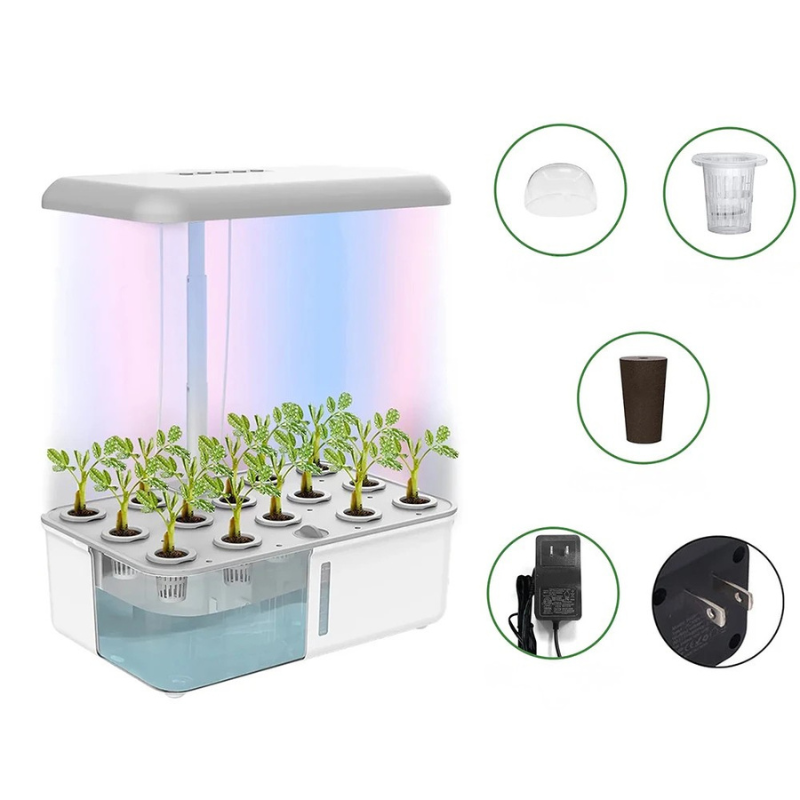 WiFi-Enabled Indoor Hydroponic Herb Garden with LED Lighting