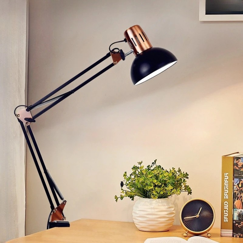 Adjustable LED Desk Lamp with Clamp and Swing Arm Design