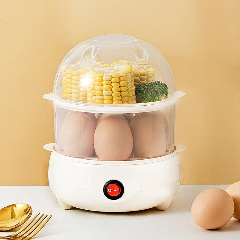 Electric Egg Steamer with Dual Layers and Multiple Functions