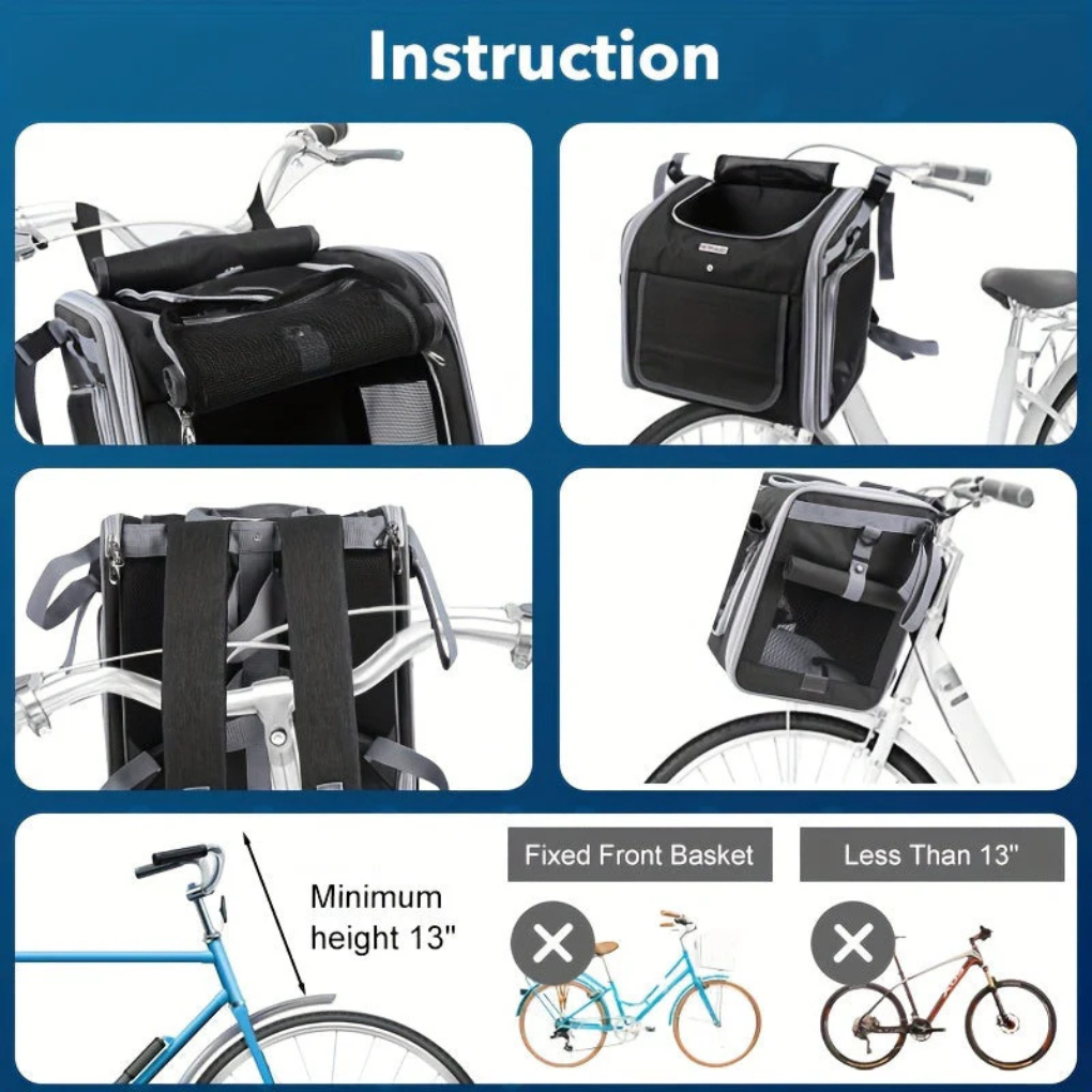 Versatile Pet Bike Carrier with Expandable Design