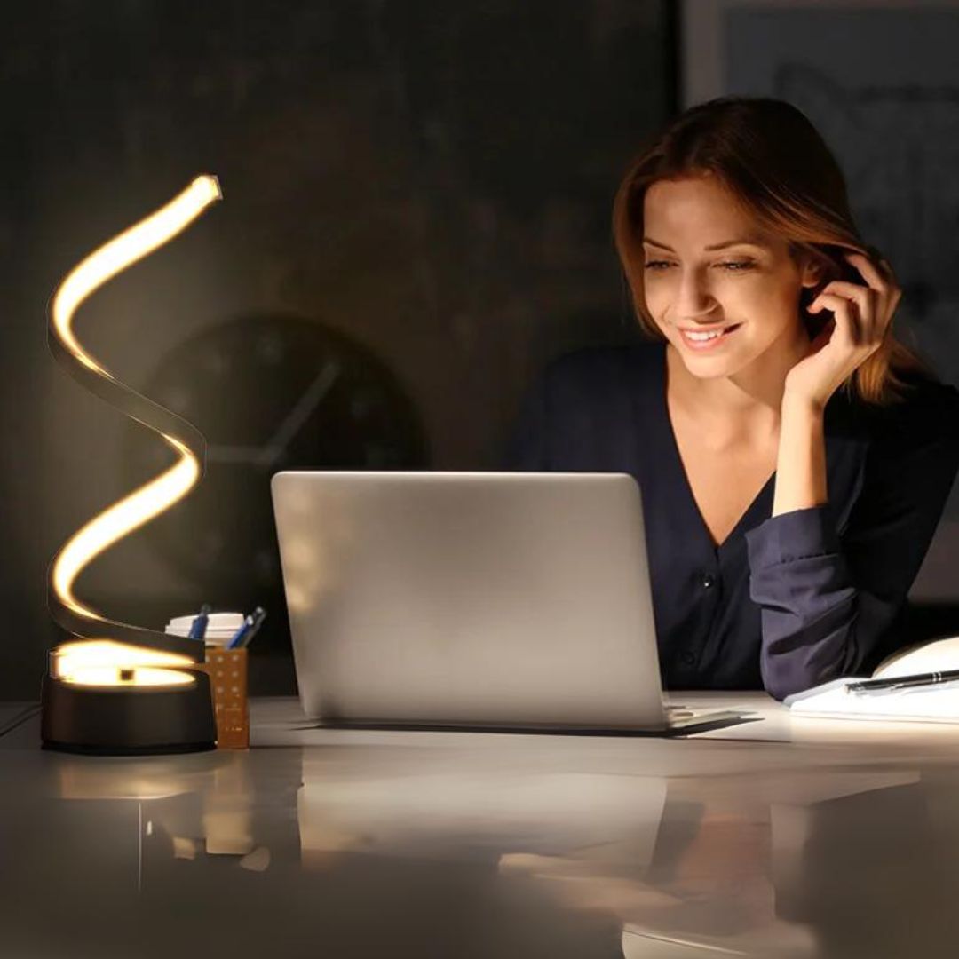 Touch Control Dimmable Table Lamp with Spiral LED Design