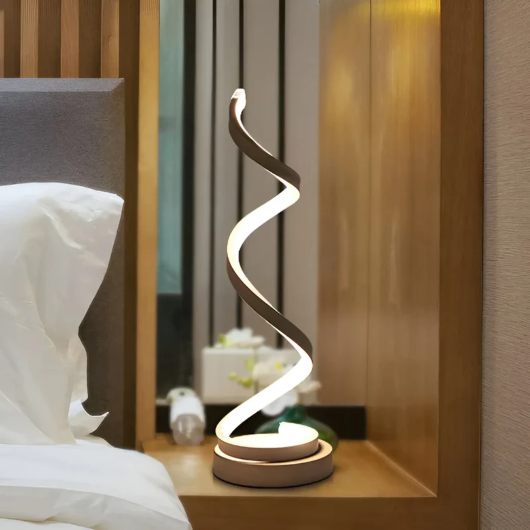 19W Modern Table Lamp with Dimmer – Spiral LED Design